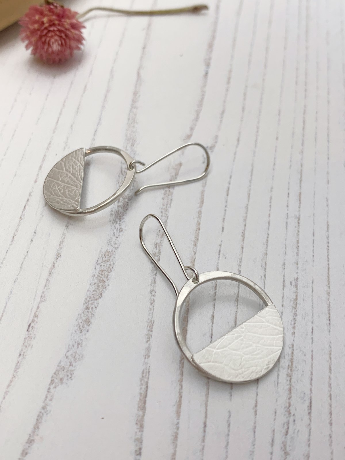 Image of Dangly circle earrings, recycled sterling silver