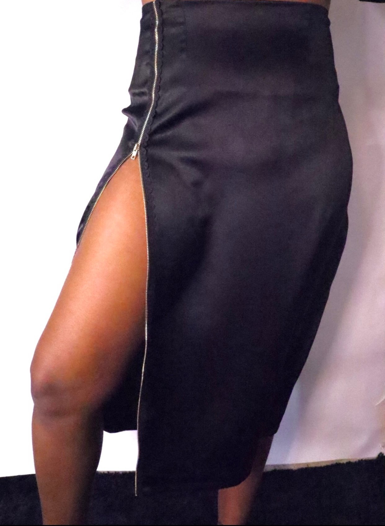 Image of High Waist Lace Zip Skirt 