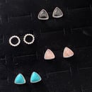 Image 2 of Rose Quartz Sterling Silver Studs (Custom)