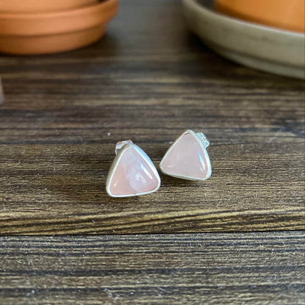 Image of Rose Quartz Sterling Silver Studs (Custom)