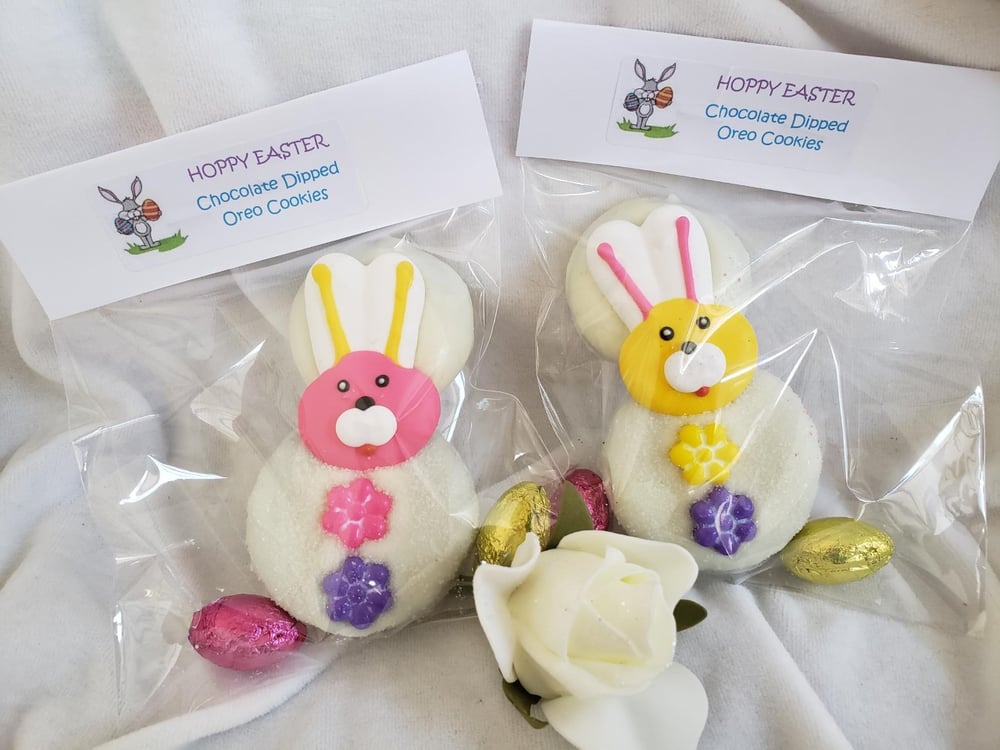Image of Easter  chocolate dipped oreo/fudgeeo bunny 