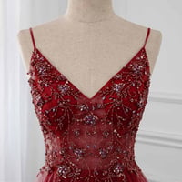 Image 2 of High Quality Burgundy Straps Beaded Long Party Dress, Long Junior Prom Dress
