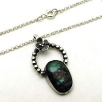 Image 3 of Sterling Silver Floral Turquoise Pendant Necklace