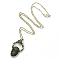 Image 2 of Sterling Silver Floral Turquoise Pendant Necklace