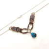 Sterling Silver + Copper Stag Beetle Turquoise Pendant Necklace