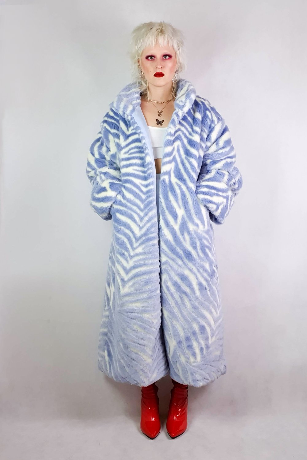 Image of Blue Zebra Faux Fur