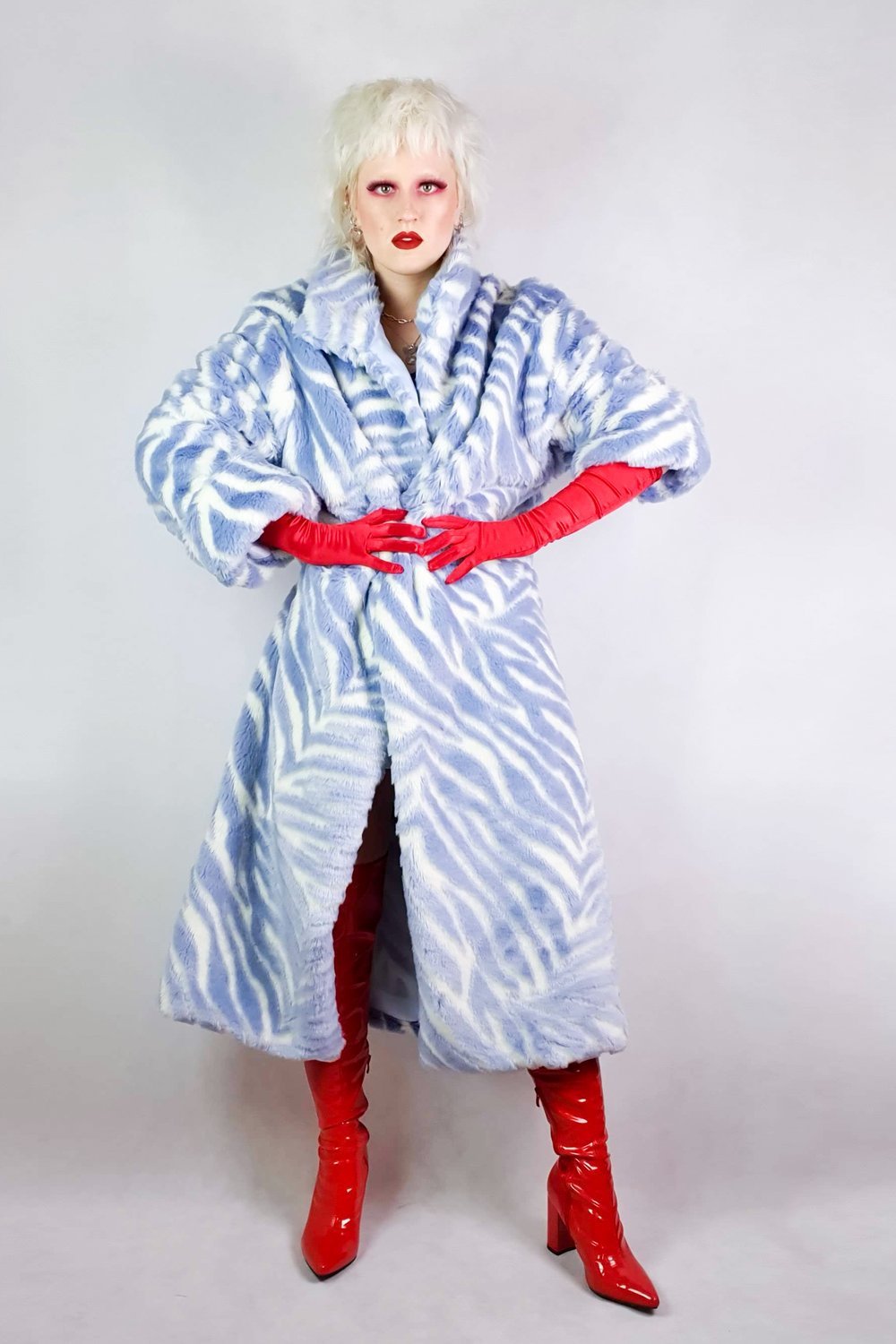 Image of Blue Zebra Faux Fur