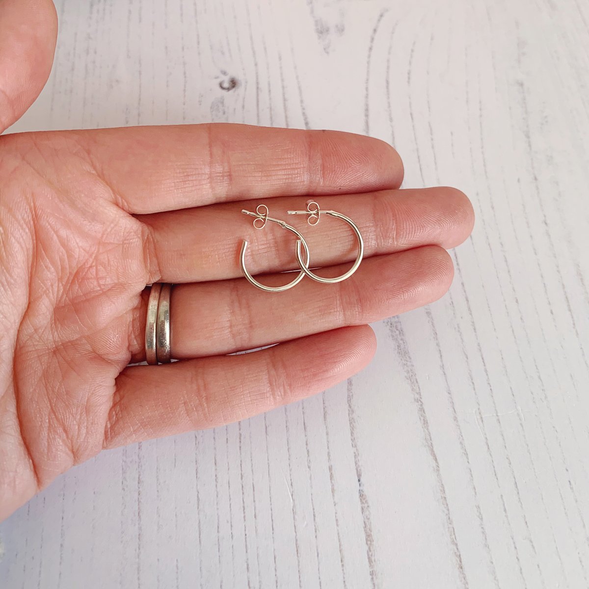 Image of Dainty silver hoop earrings