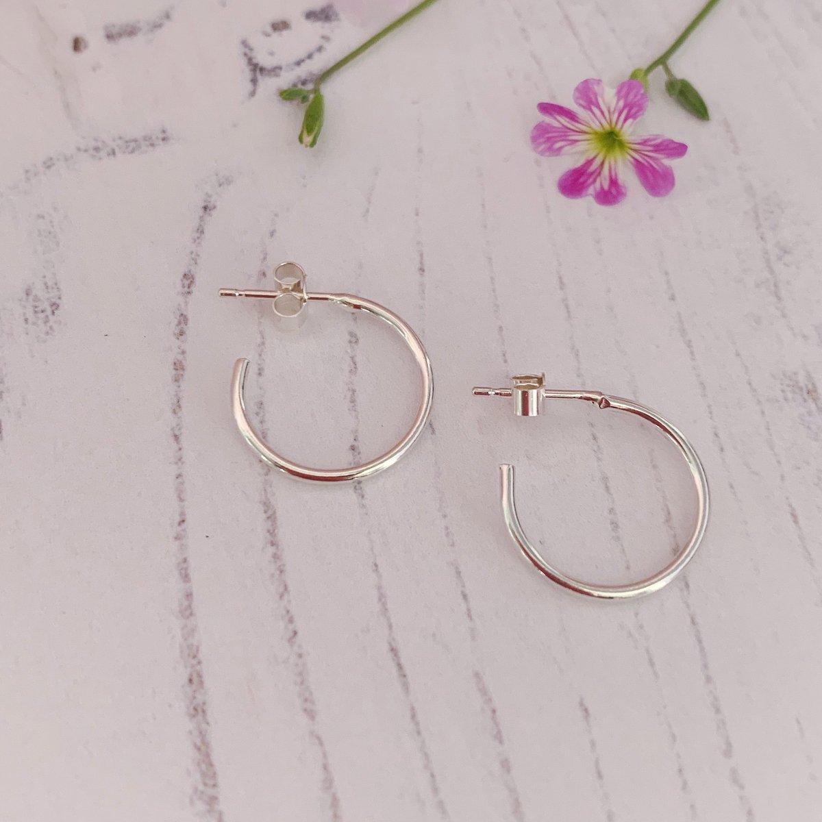Image of Dainty silver hoop earrings