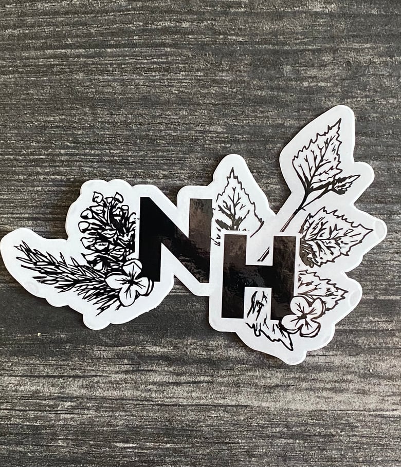 Image of NH botanical clear vinyl sticker 4”