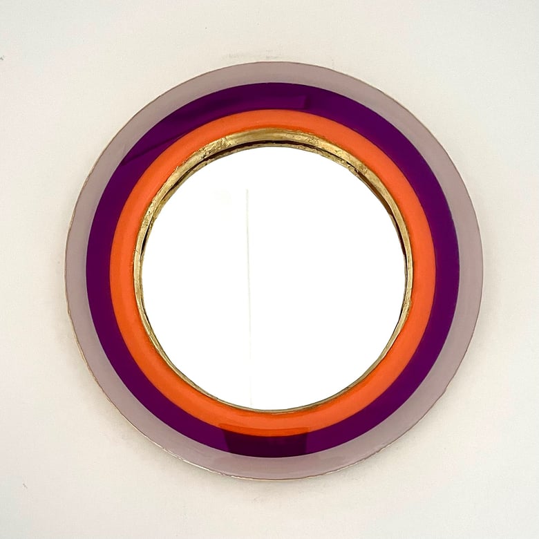Image of Round Mirror 18cm Hot Orange/Purple/Baby Pink 