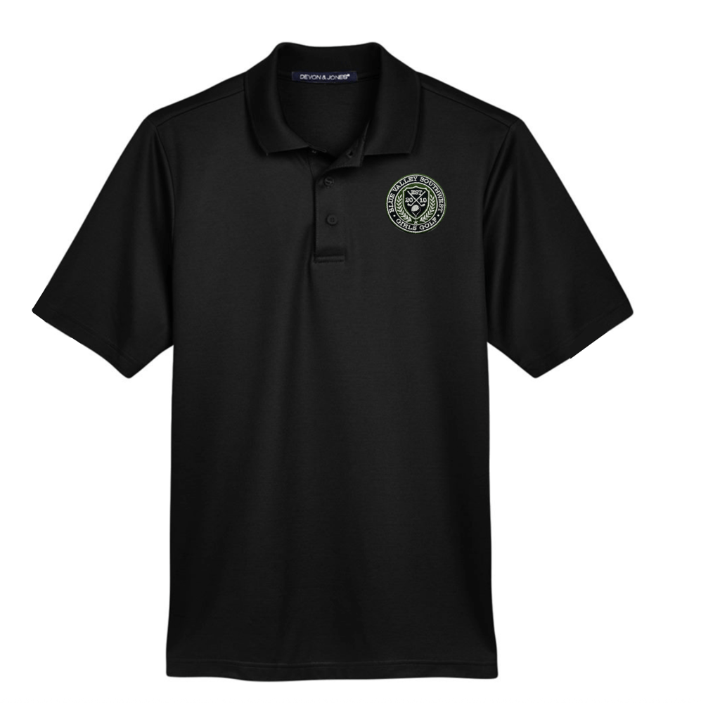 Image of Black Polo with Circle Patch sewn