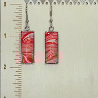 Image 2 of Red Agate Dreams-One-Of-A-Kind Acrylic Pour Earrings