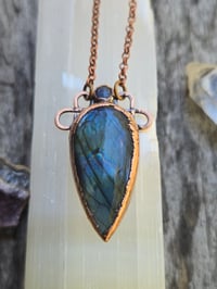 Image 2 of Electroformed labradorite and kyanite necklace.