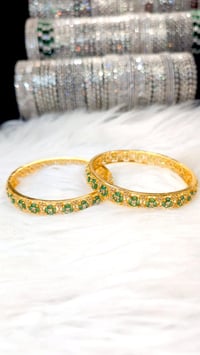 Image 2 of 2 Pieces American Diamond Gold Plated Bangles Set_GPB_1232