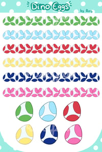 Image 2 of Dino Eggs Sticker sheet with Washi tapes stickers