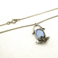 Image 2 of Sterling Silver Opal Doublet Flower Pendant Necklace