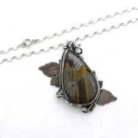Image 3 of Tiger Eye and Maple leaf Necklace