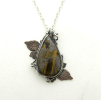 Image 1 of Tiger Eye and Maple leaf Necklace