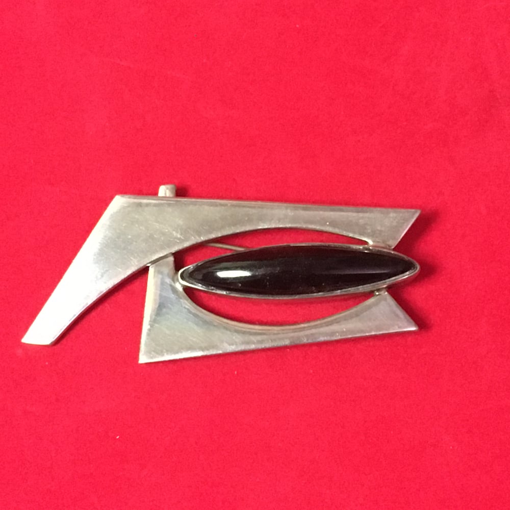 Sigi Pineda Silver & Obsidian Brooch