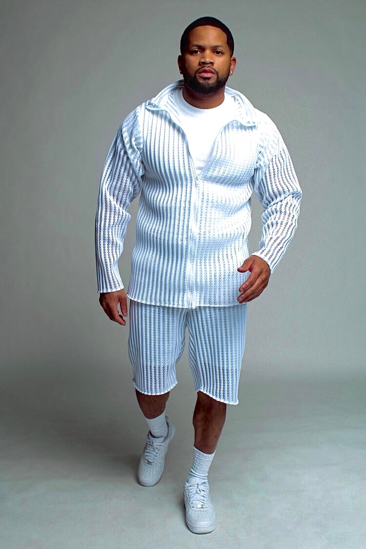 Image of White Neoprene Jacket & Shorts Set