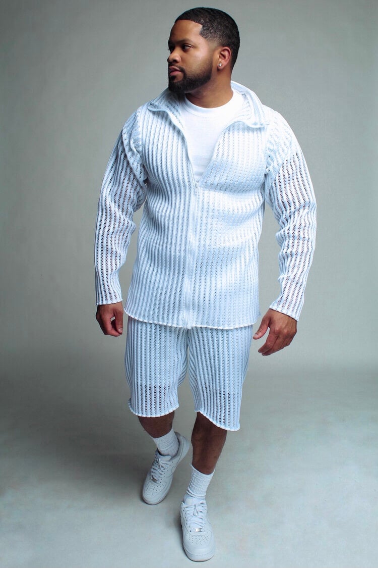 Image of White Neoprene Jacket & Shorts Set