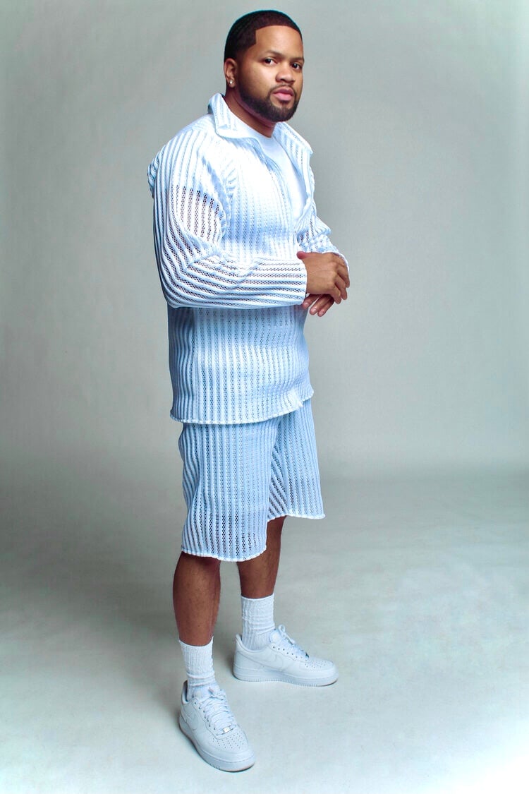 Image of White Neoprene Jacket & Shorts Set