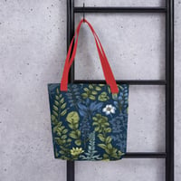 Image 3 of Art Nouveau Inspired Blue Boho Floral Sketch Tote Bag