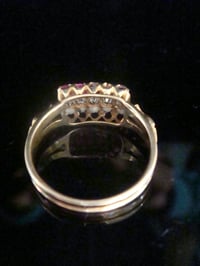 Image 4 of Victorian 18ct Natural Ruby old cut diamond natural seed pearl stacking ring