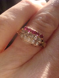Image 5 of Victorian 18ct Natural Ruby old cut diamond natural seed pearl stacking ring