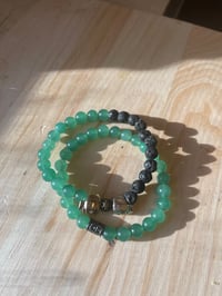Image 1 of Grounded Fortune” Bracelet Set  Green Aventurine & Lava Stone 