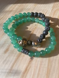 Image 2 of Grounded Fortune” Bracelet Set  Green Aventurine & Lava Stone 
