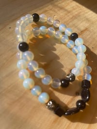 Image 1 of “Celestial Shield” Opalite & Blue Goldstone Bracelet Duo