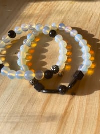 Image 4 of “Celestial Shield” Opalite & Blue Goldstone Bracelet Duo
