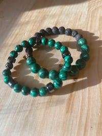 Image 1 of “Grounded in Growth” Malachite & Lava Stone Duo Bracelet