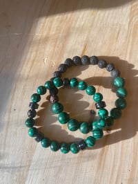 Image 3 of “Grounded in Growth” Malachite & Lava Stone Duo Bracelet