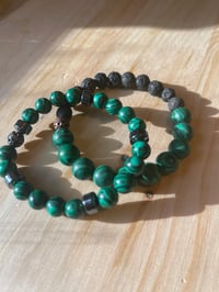 Image 2 of “Grounded in Growth” Malachite & Lava Stone Duo Bracelet