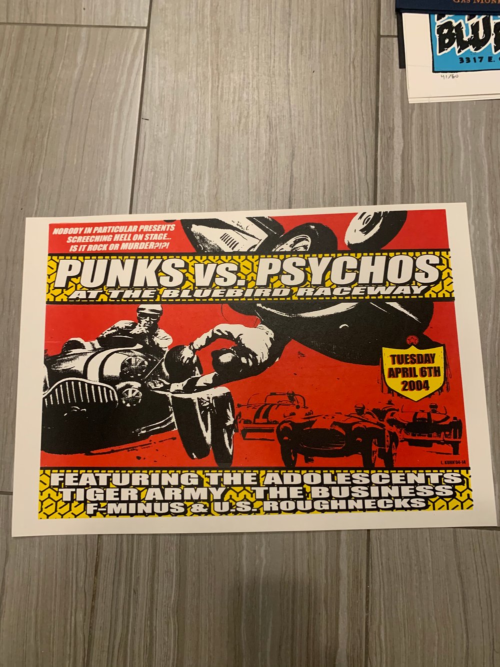 Punks Vs Pyschos (w/ Misprint On Back) Silkscreen Concert Poster By Lindsey Luhn