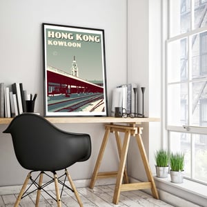 Image of Vintage poster Hong Kong - Kowloon Station - Fine Art Print