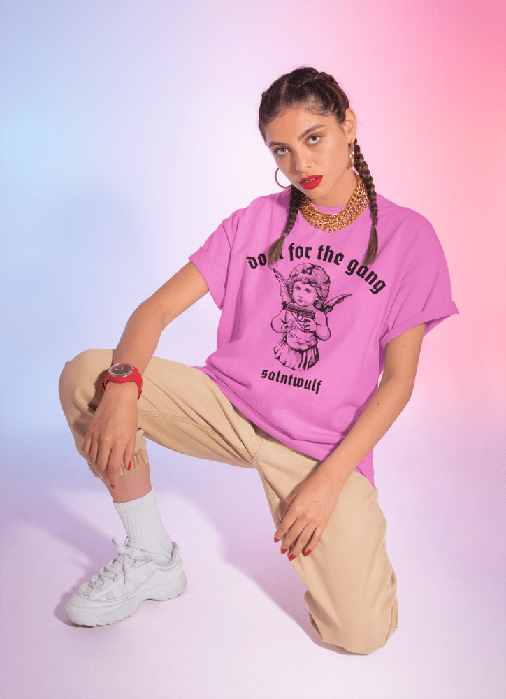 Image of Pink Unisex Gang Tee (oversize/Unisex sizing) 