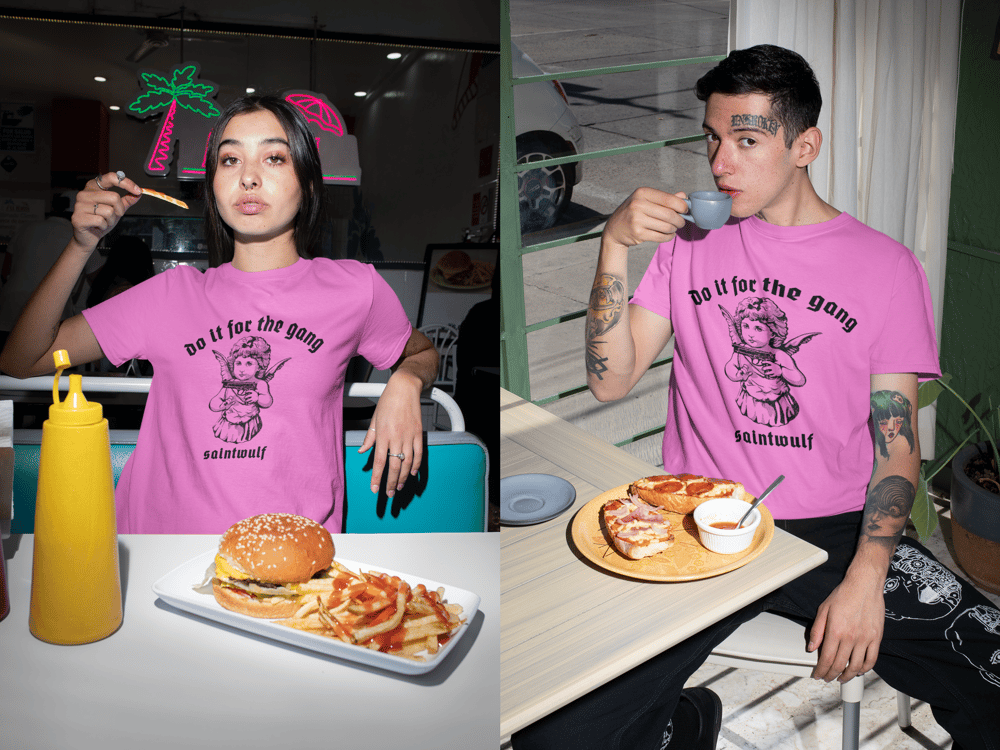 Image of Pink Unisex Gang Tee (oversize/Unisex sizing) 