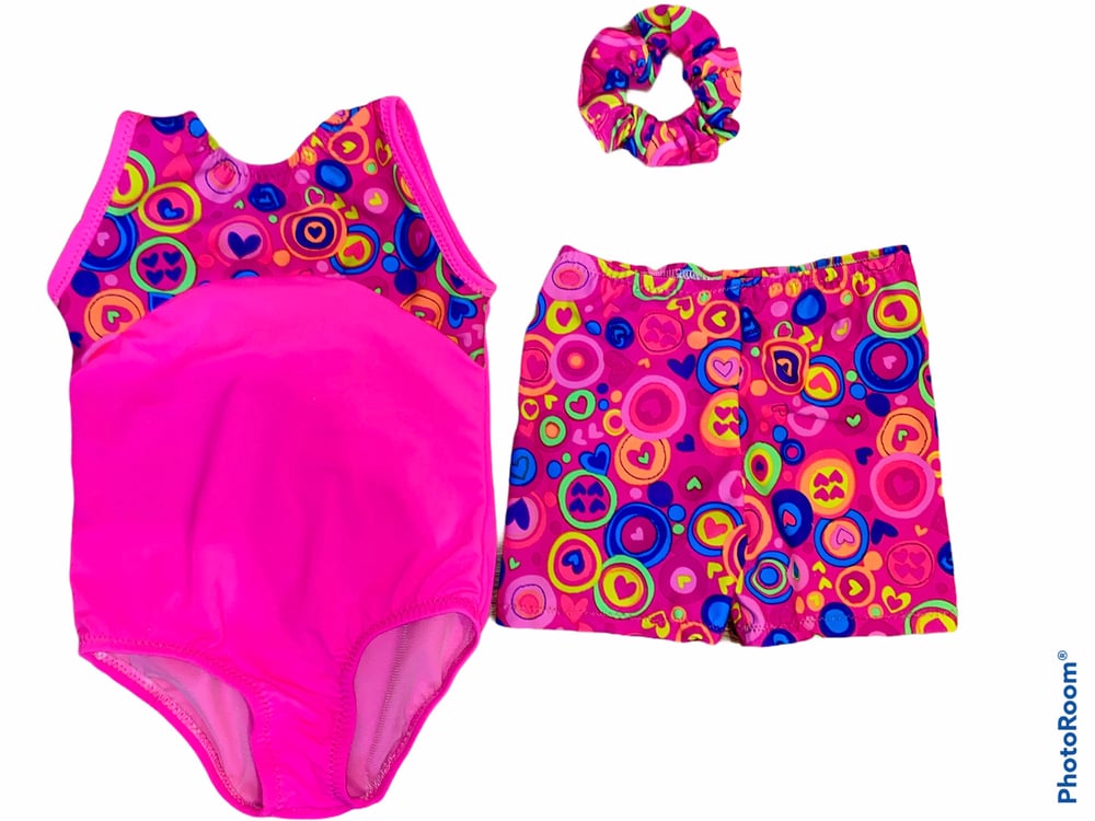 Image of Gymnastics saver bundle - leotard , shorts and scrunchie