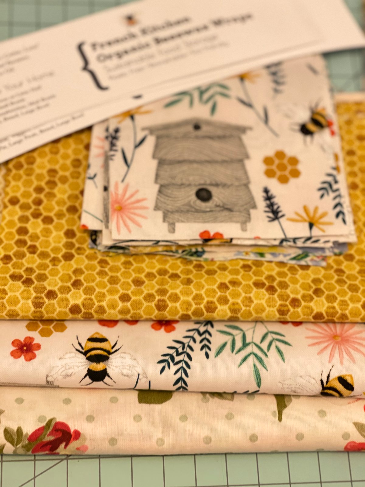 French Kitchen Organic Beeswax Wraps Set of 4