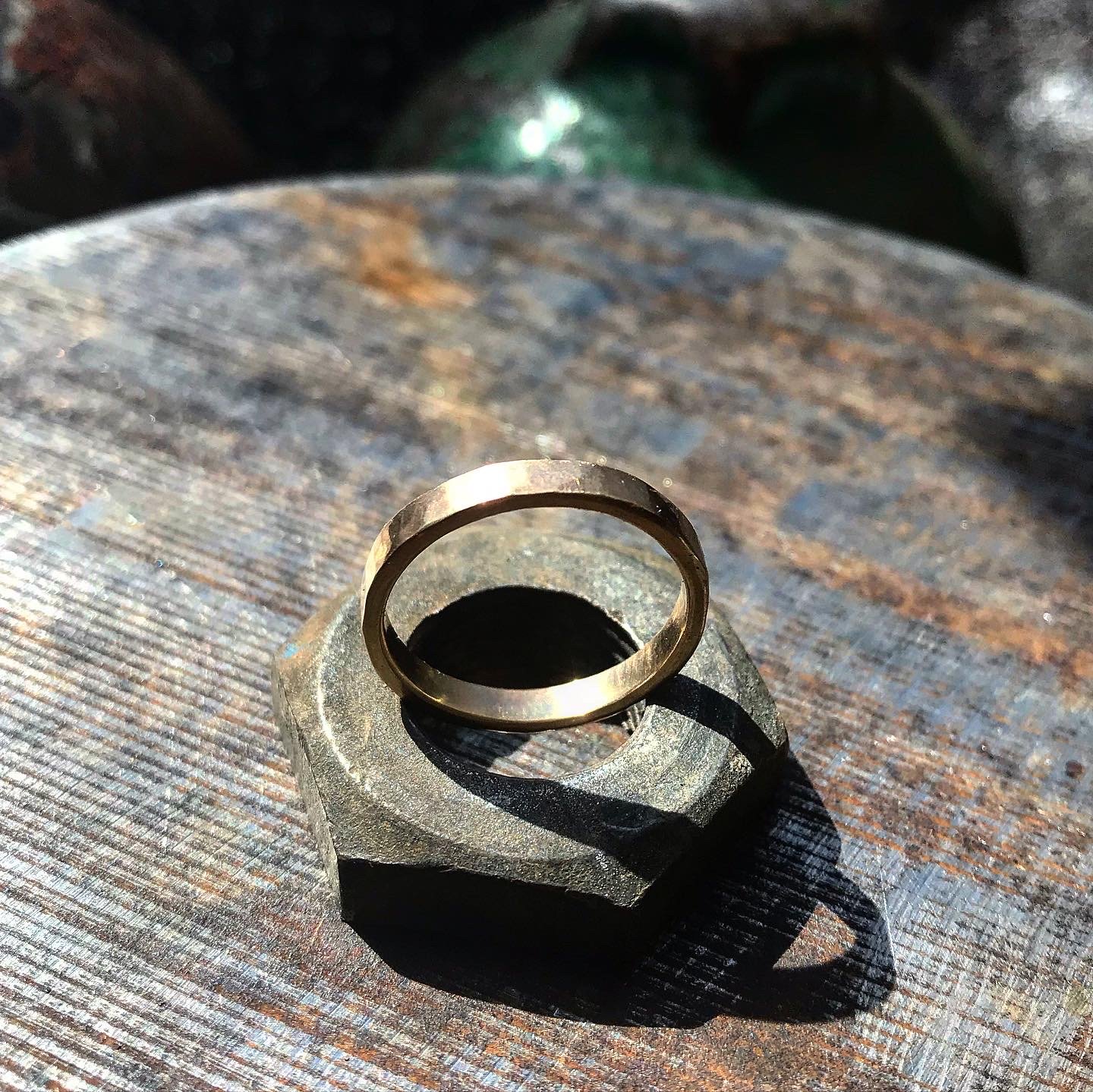 Fine 14k Yellow Gold Textured Thumb Ring - Size 9.25, Handcrafted Diamond-Cut Design Band - View #8