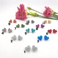 Image 2 of Třpytivé náušnice srdíčka menší 