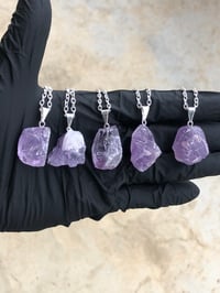 Image 2 of AMETHYST WITH 24" SHINY SILVER CHAIN (OPTIONAL) - BRAZIL 