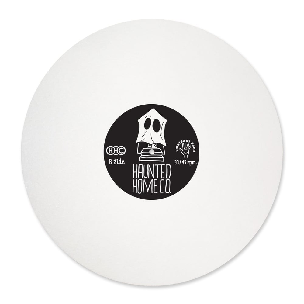 Image of Turntable Mat, White, 12" - "Haunted Home Co. House"