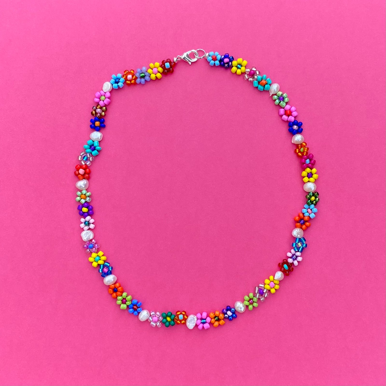 rainbow daisy necklace