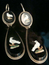 Stunning Victorian Italian Micro mosaic 15ct 18ct yellow gold dove earrings