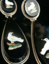 Stunning Victorian Italian Micro mosaic 15ct 18ct yellow gold dove earrings